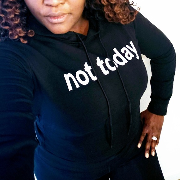 MediabyMedina Tops - "not today" Crop top Hoodie size L💕🦄
